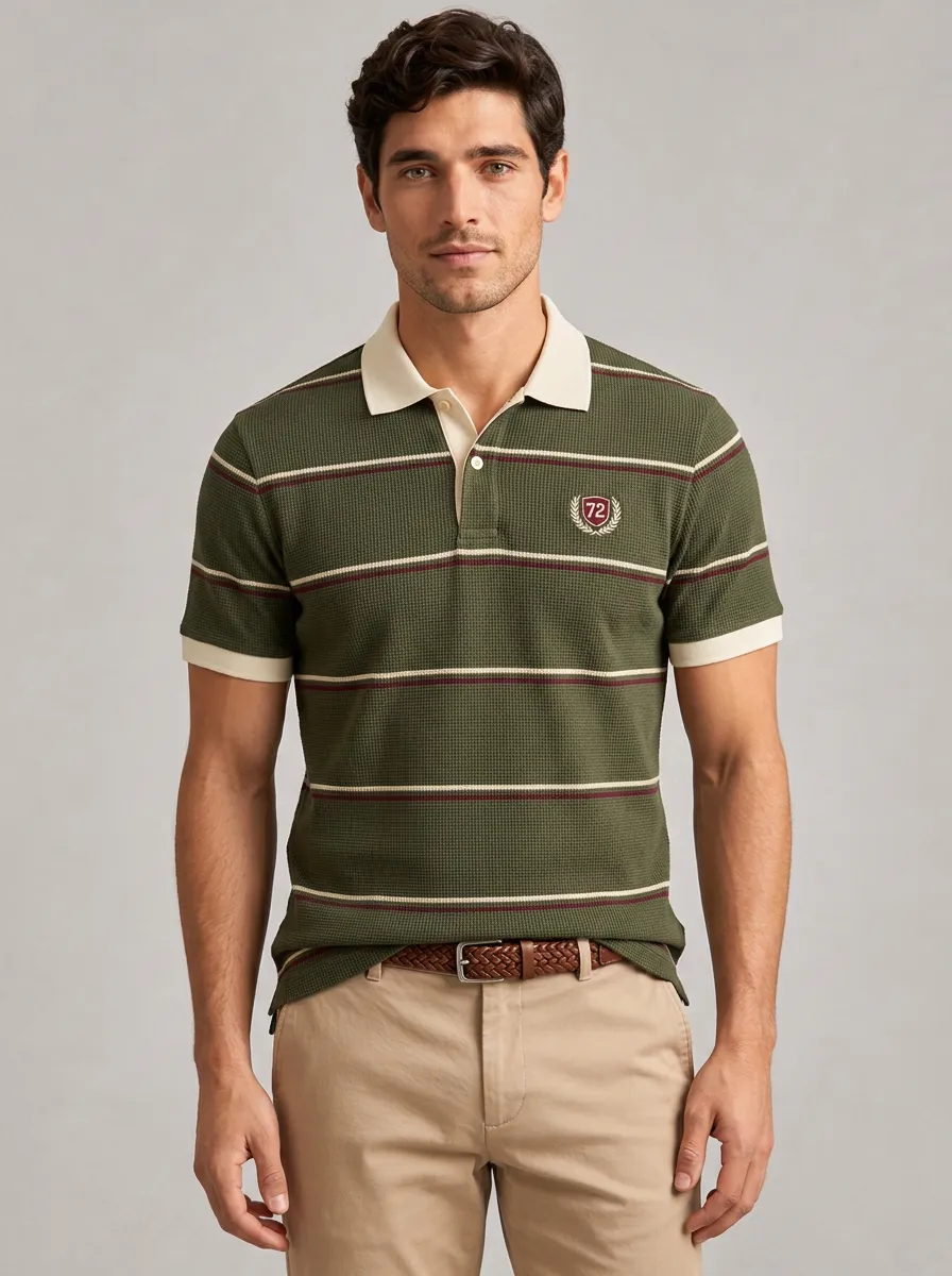 Men's Equestrian Lover 72 Shield Striped Printed Polo Shirt