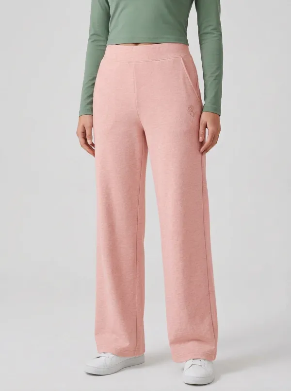Women's Minimalist Rose Embroidered Printed Wide Leg Sweatpants