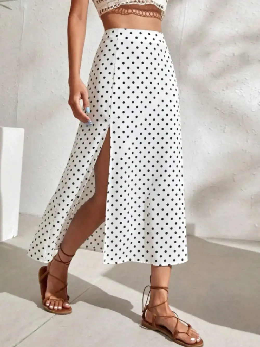 Women's Ditsy Floral Print Split Thigh A Line Skirt