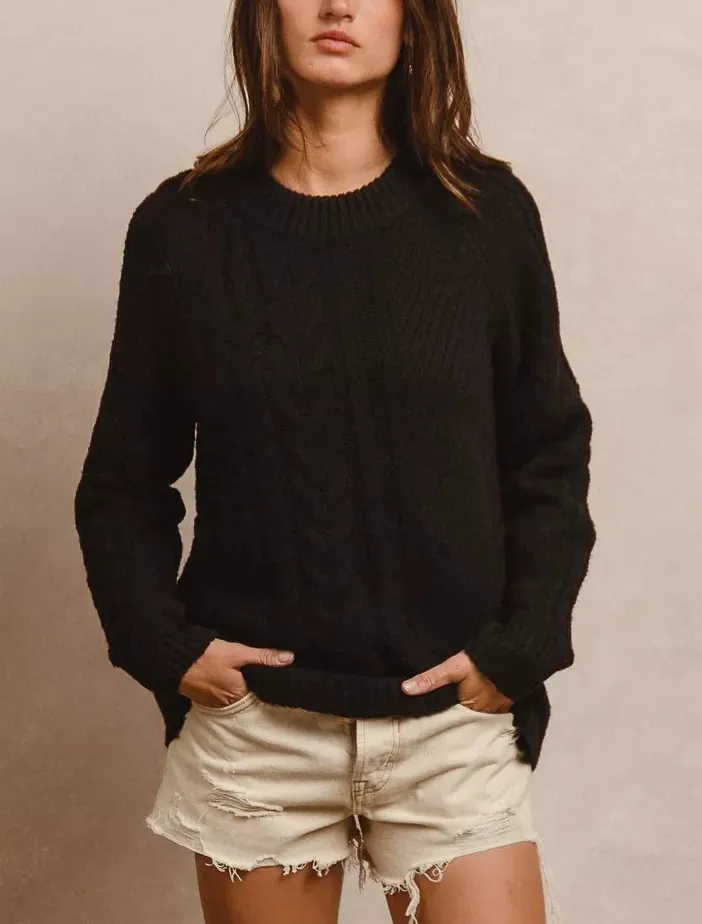 Twist Knitted Open Shoulder Sweater