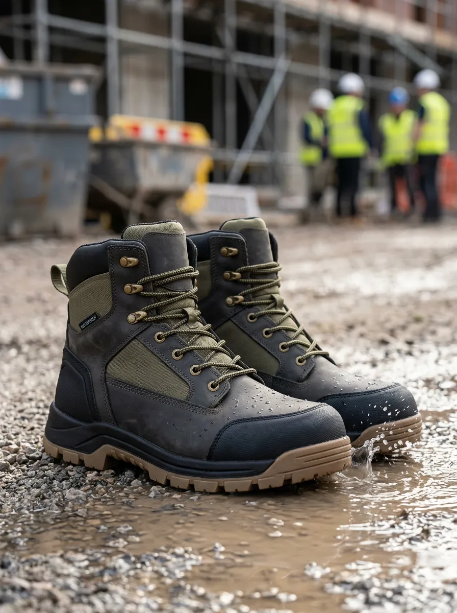 Unisex Waterproof Waterproof Tactical Olive Green Printed Work Boots
