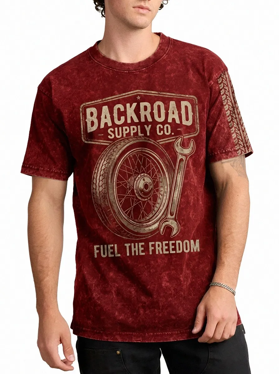 Men's Mechanic Biker Wheel Wrench Printed T-shirt