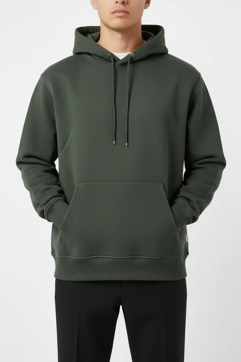 Modern Regular Fit Cotton Ribbed Hooded Pullover Hoodie
