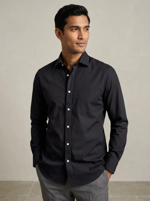 Men's Non-Iron Cotton Light Blue Pocket Dress Shirt