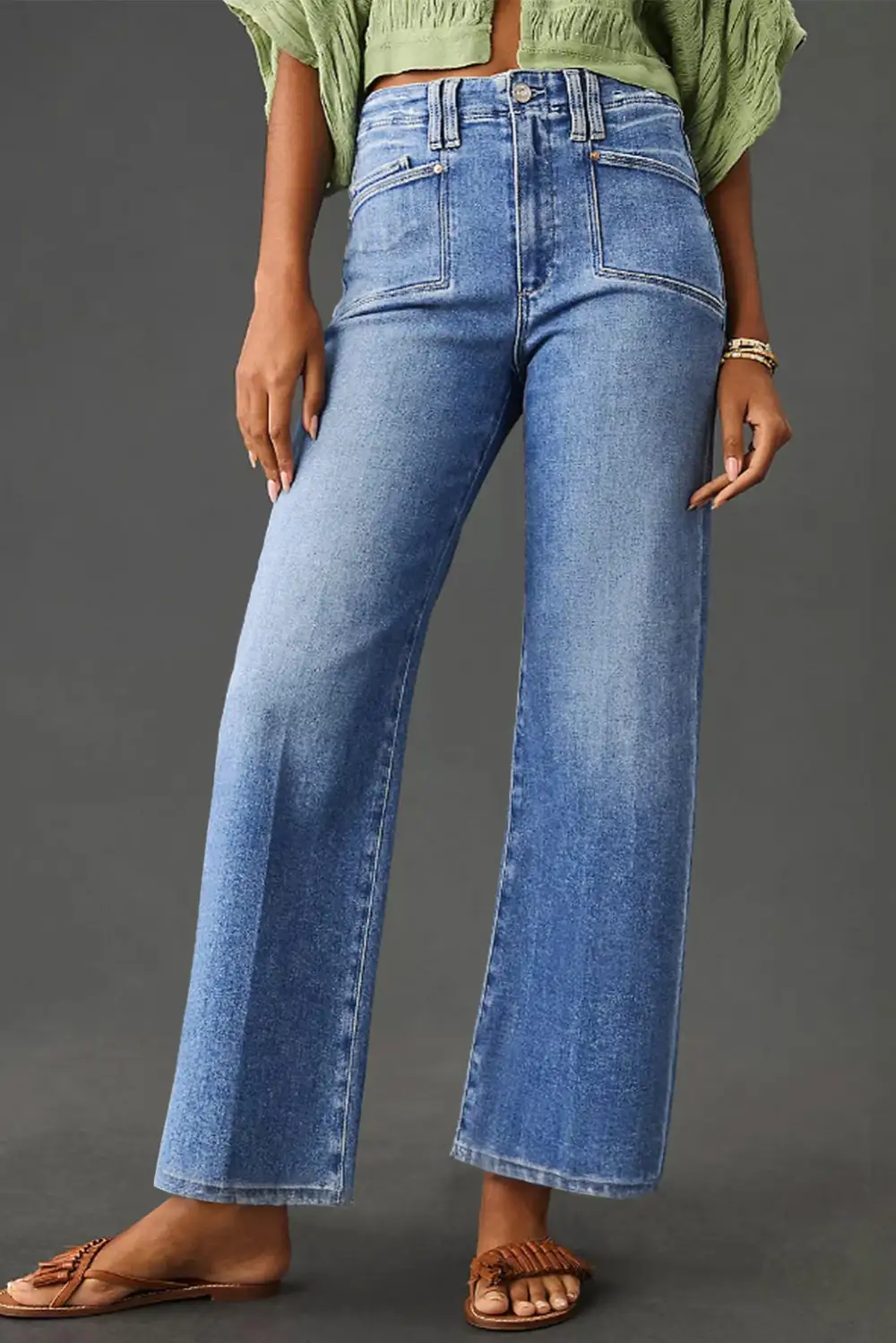 High-Waist Relaxed Cropped Straight Leg Jeans