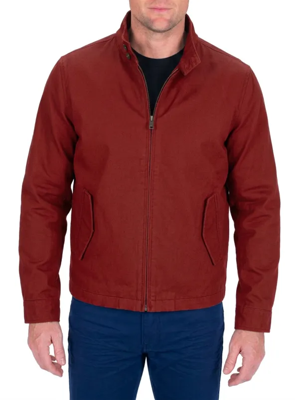 Men's Casual Olive Green Solid Zip-Up Harrington Jacket