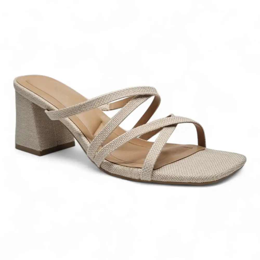 Queena Crisscross Strap Block Heel