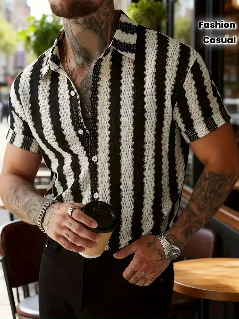 Striped Short Sleeve Casual Shirt