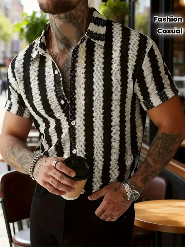 Striped Short Sleeve Casual Shirt