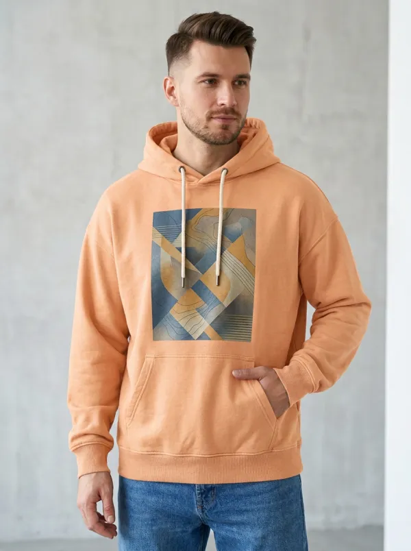 Men's Modern Abstract Geometric Pattern Print Hoodie
