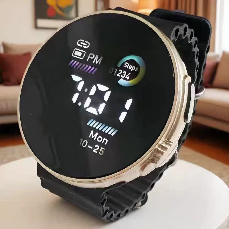 Round‑Screen Multifunctional Sports Smart Watch, Fitness Step‑Count Digital Wrist Watch for Daily Outdoor Use