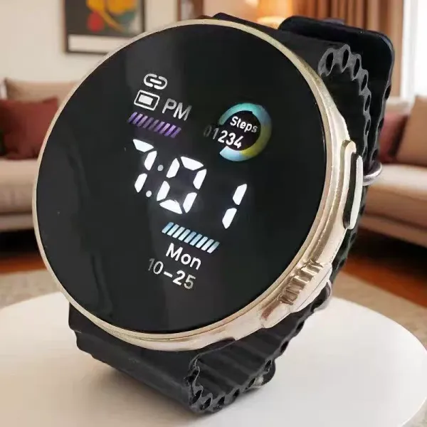 Round‑Screen Multifunctional Sports Smart Watch, Fitness Step‑Count Digital Wrist Watch for Daily Outdoor Use