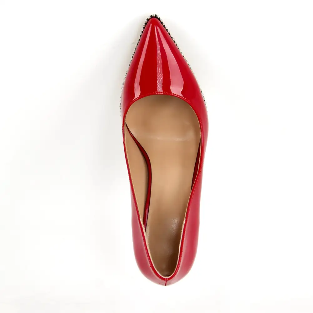 Rivet Pointed Toe Stiletto Slip On Pumps
