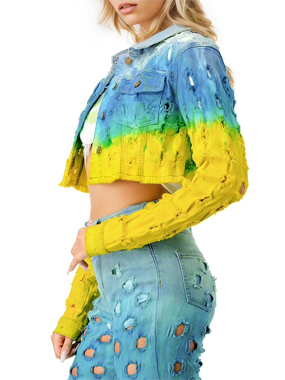 Dip Dye Cropped Jacket