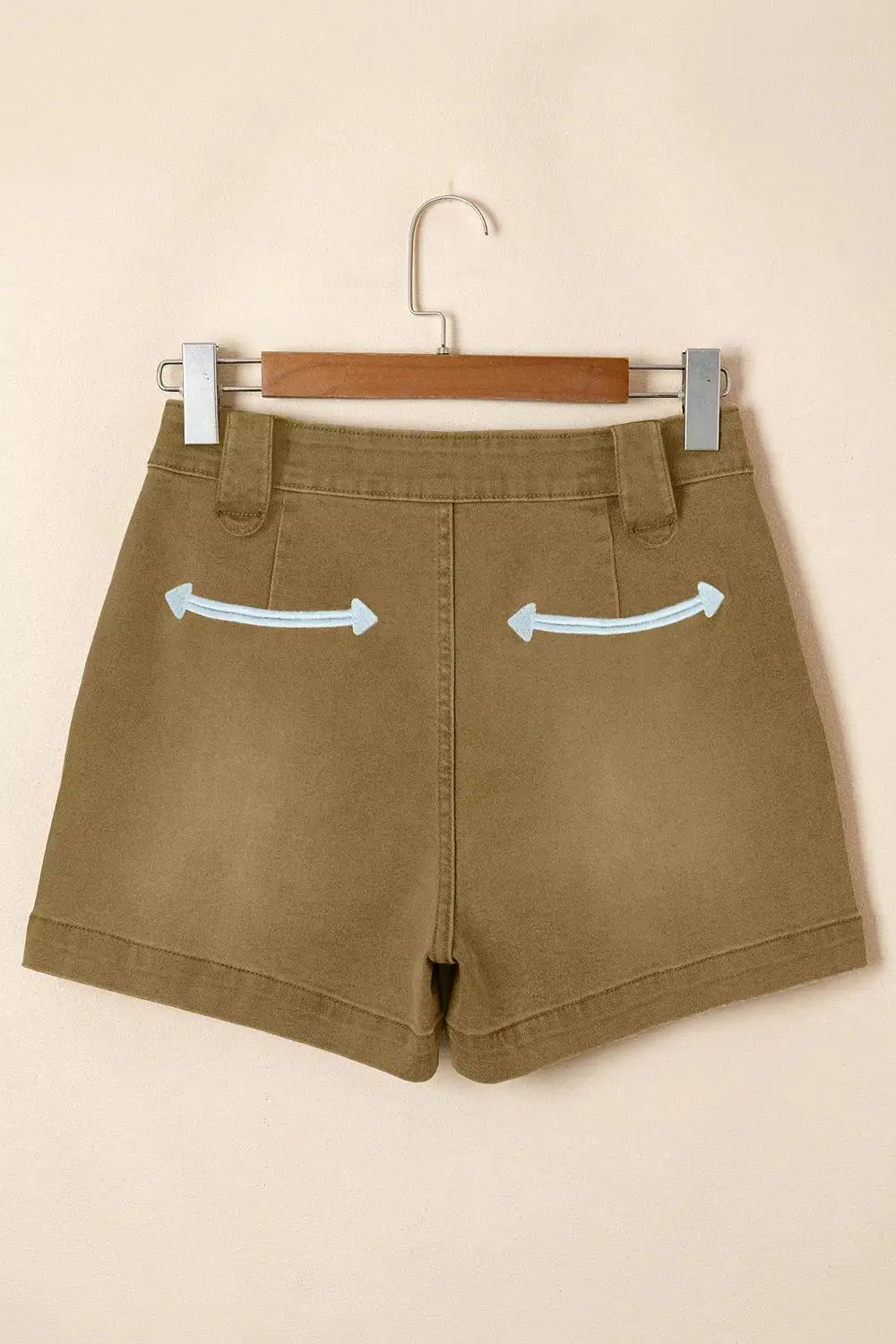 Pocketed Cotton Denim Shorts