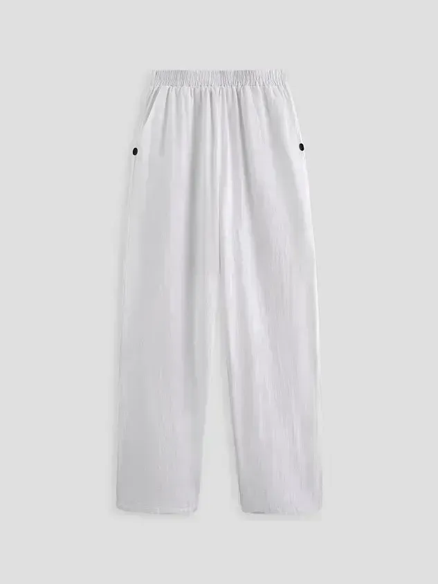 Vacation Casual Loosen Cotton Linen Solid Pants(⚡Clearance Sale)
