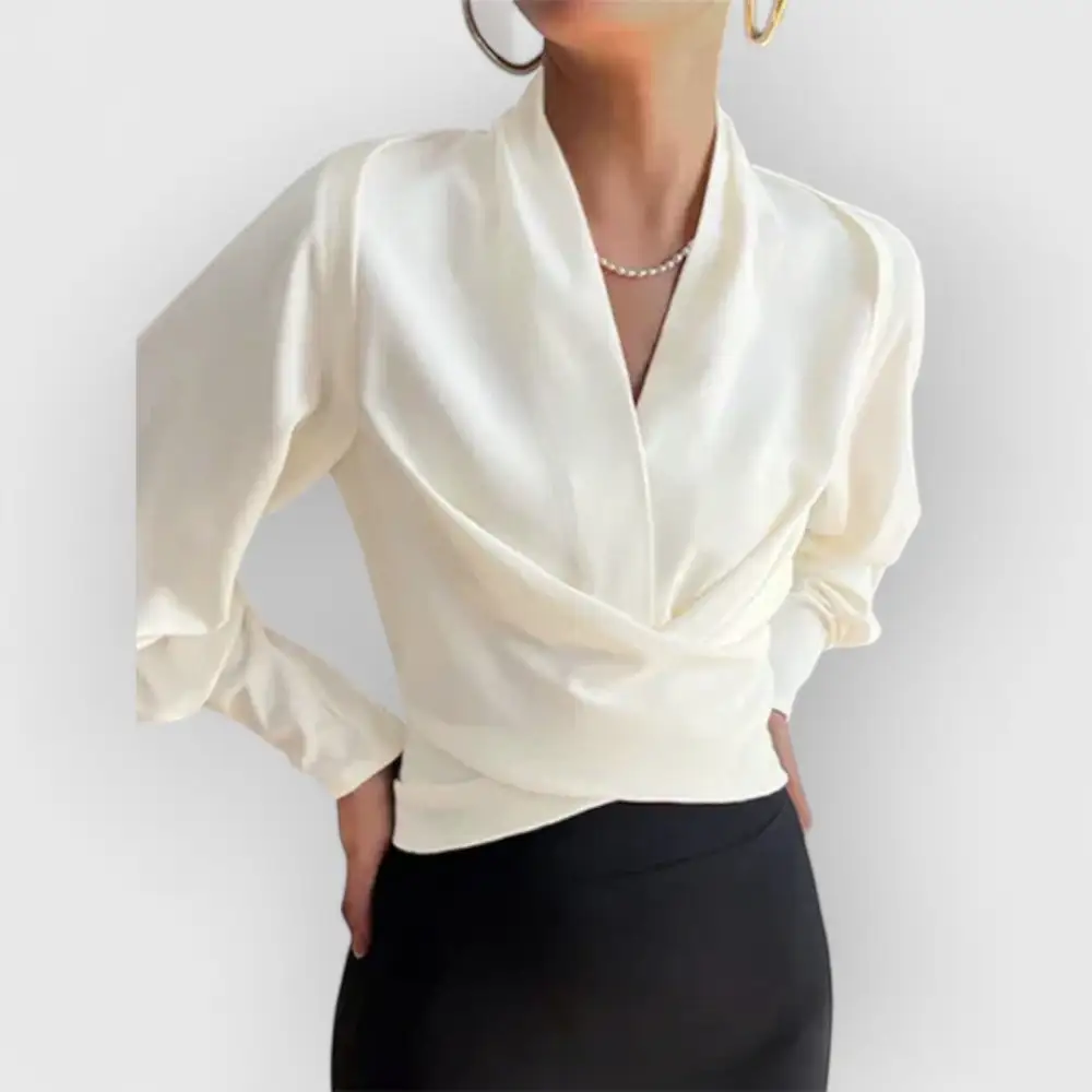  Puff Sleeve Wrap Blouse