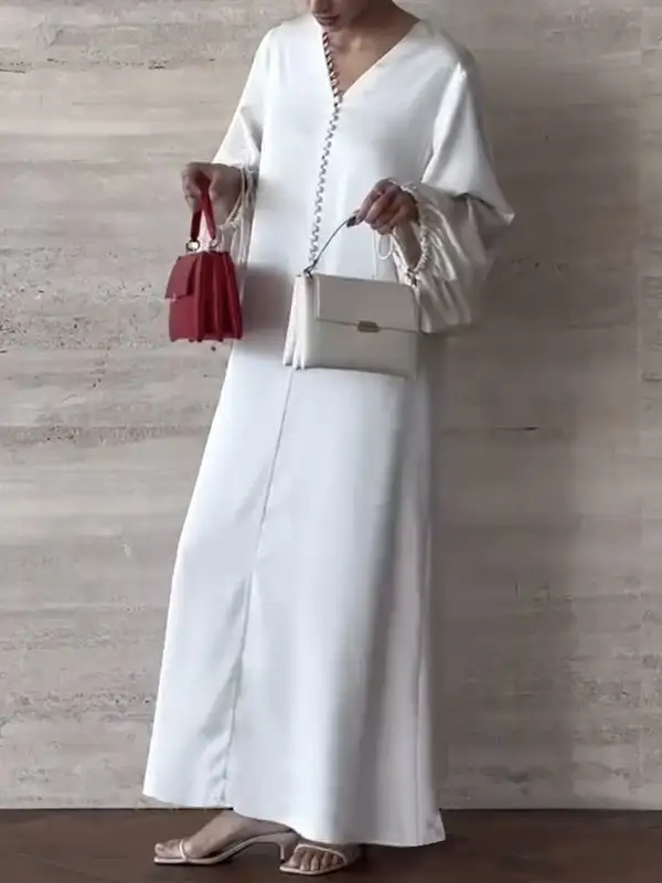 Loose Neck Shirt Maxi Dress