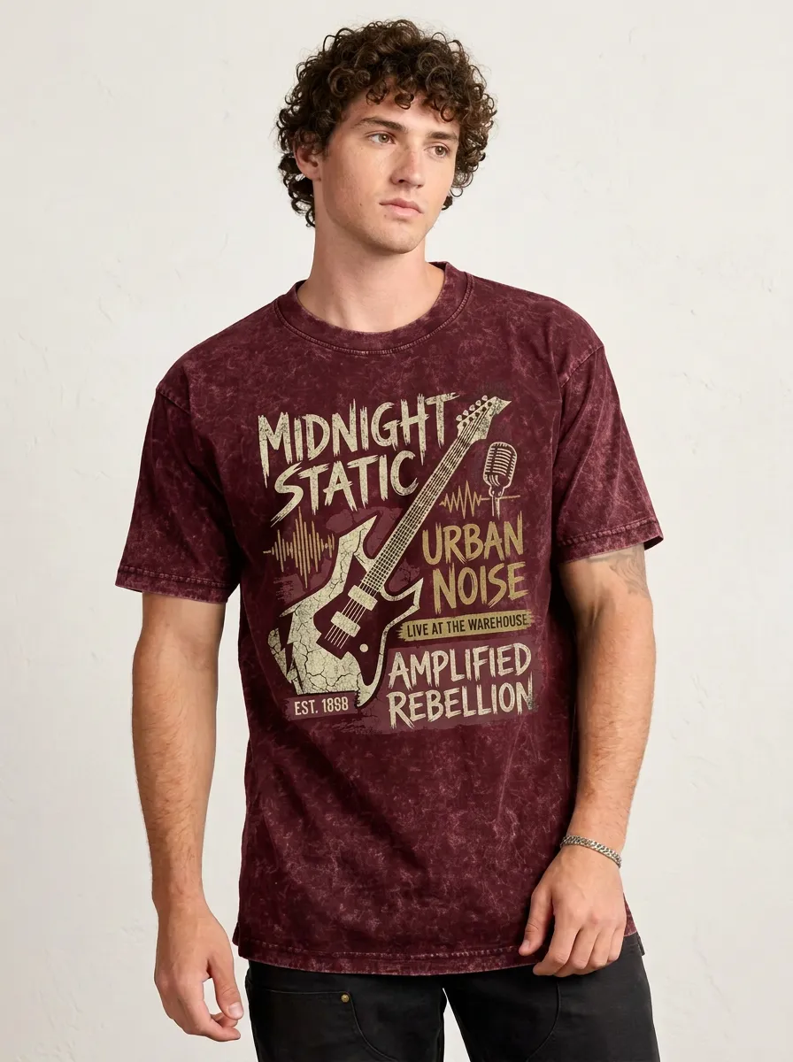 Men's Rock Music Lover Electric Guitar Graphic Printed T-shirt