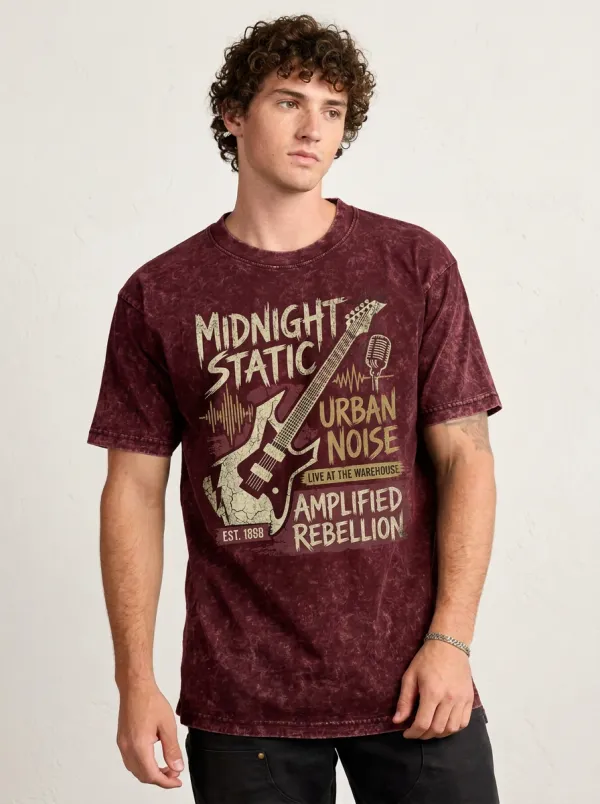 Men's Rock Music Lover Electric Guitar Graphic Printed T-shirt