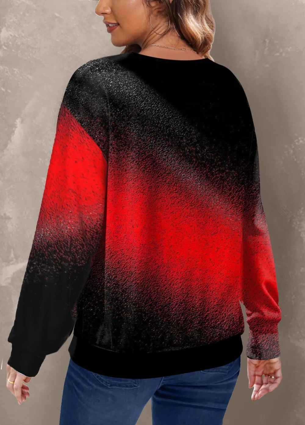 Ombre Navy Round Neck Long Sleeve Sweatshirt
