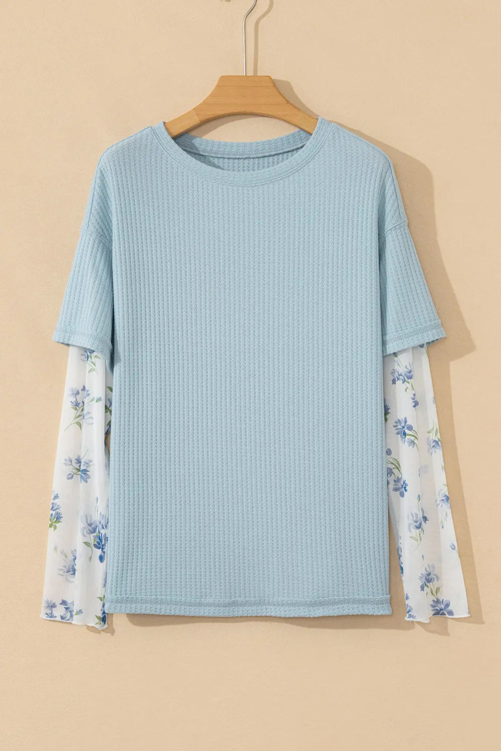 Beau Blue Floral Lace Sleeve Top