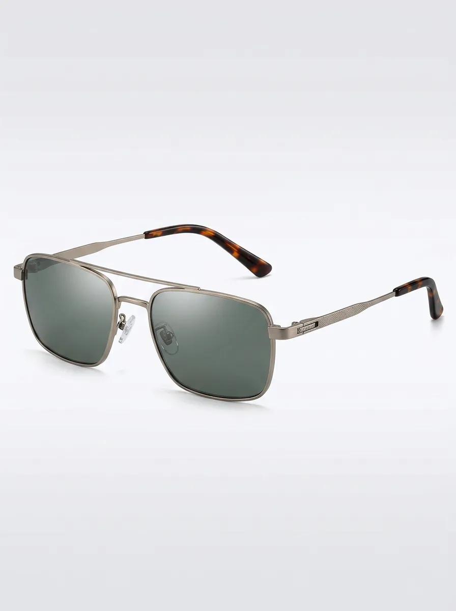 Men's Vintage Square Metal Frame Polarized Sunglasses
