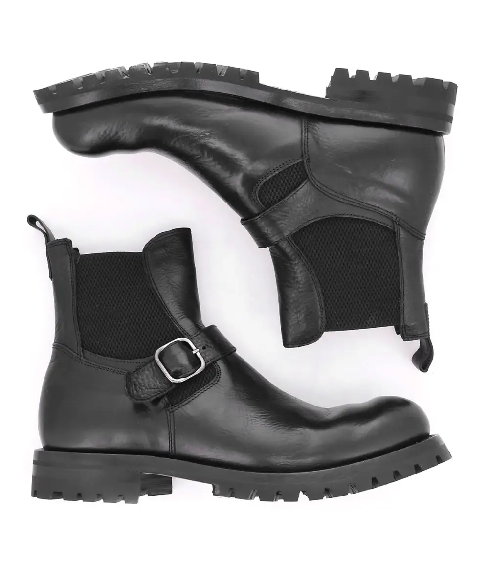 Men's Chelsea Buckle Leather Refined Ankle Boots