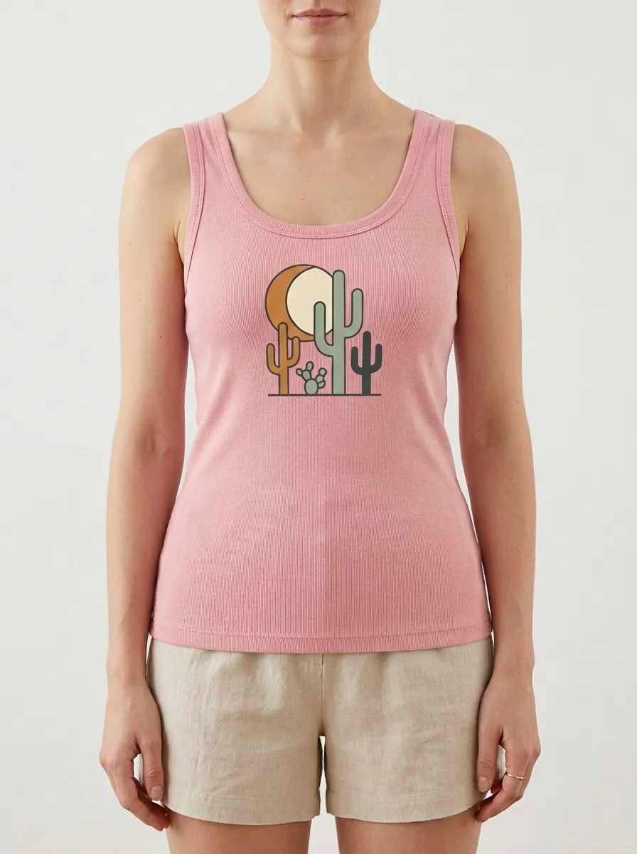 Southwestern Cactus Moon Built-In Bra Tank Top