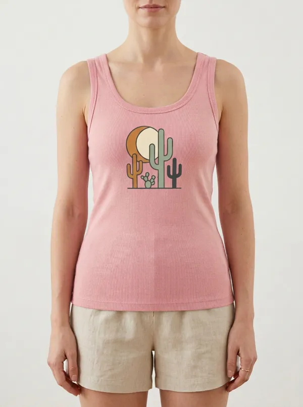 Southwestern Cactus Moon Built-In Bra Tank Top