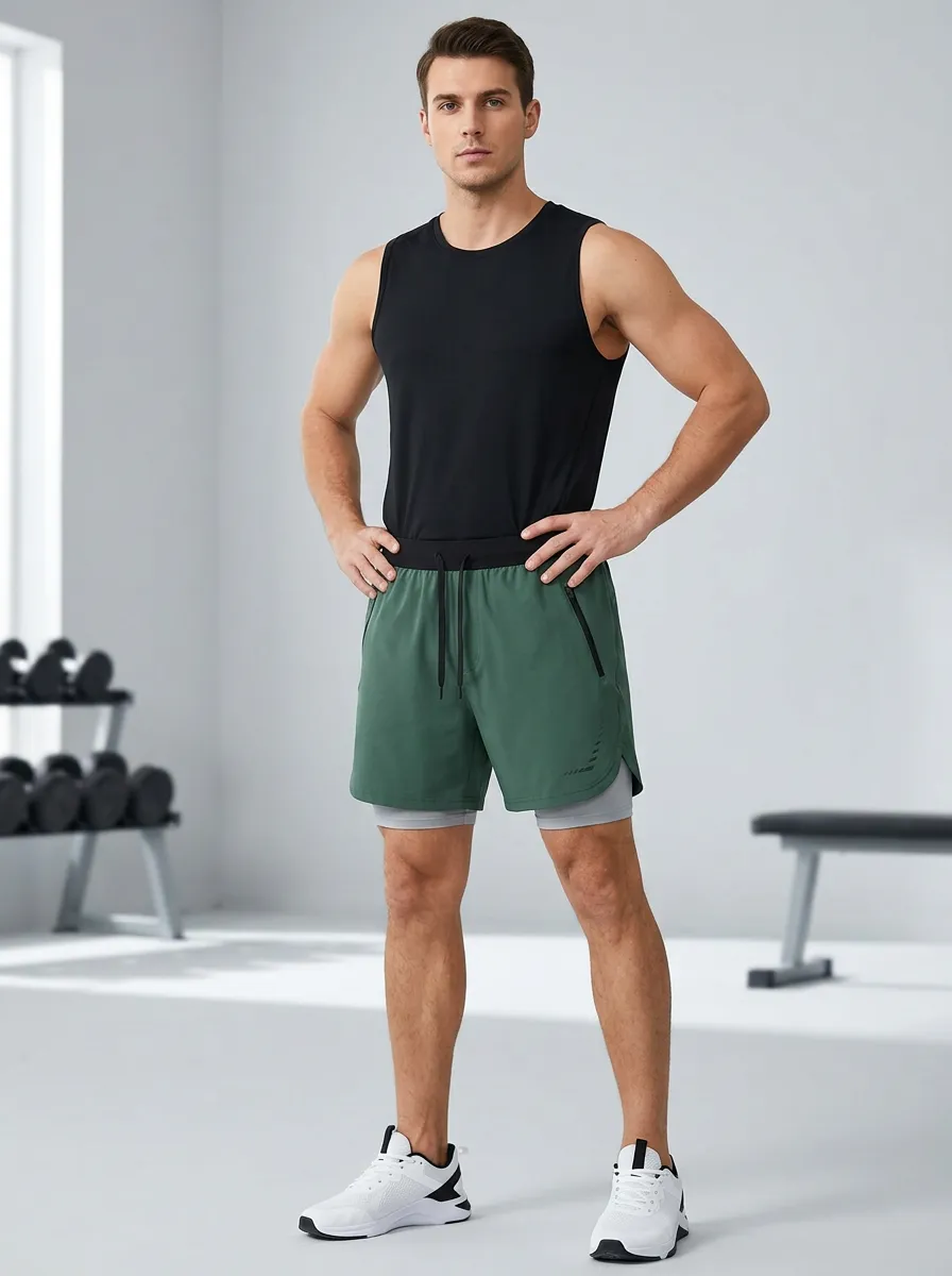 Men's Printed Layered Training Shorts