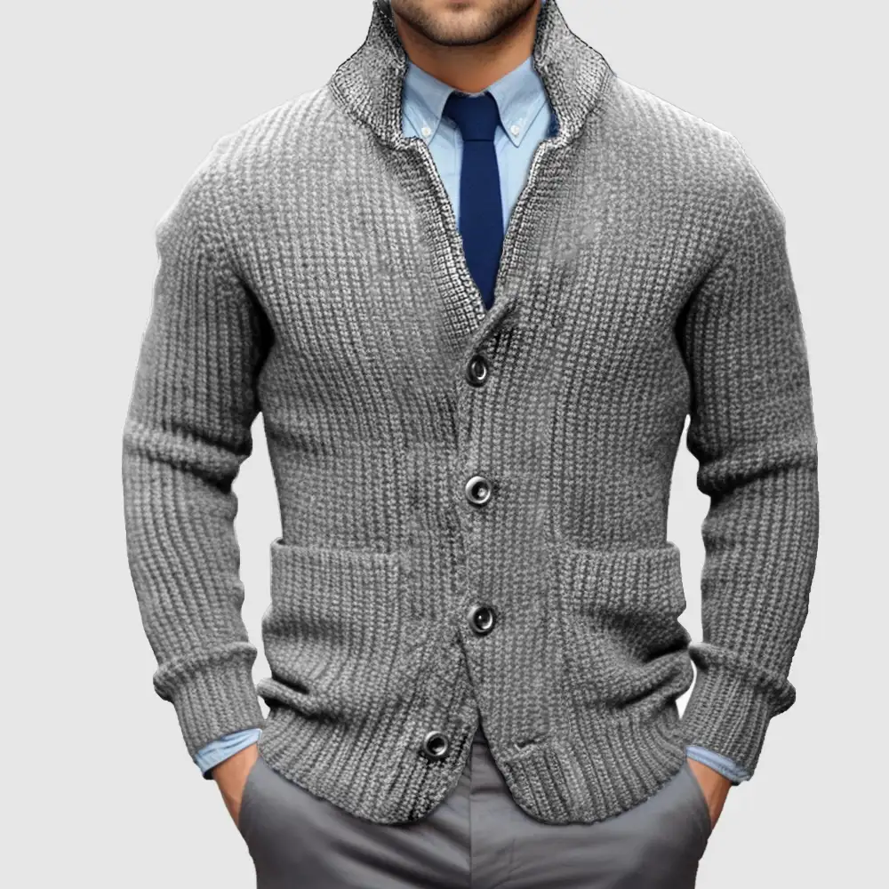 Stand Collar Knit Cardigan