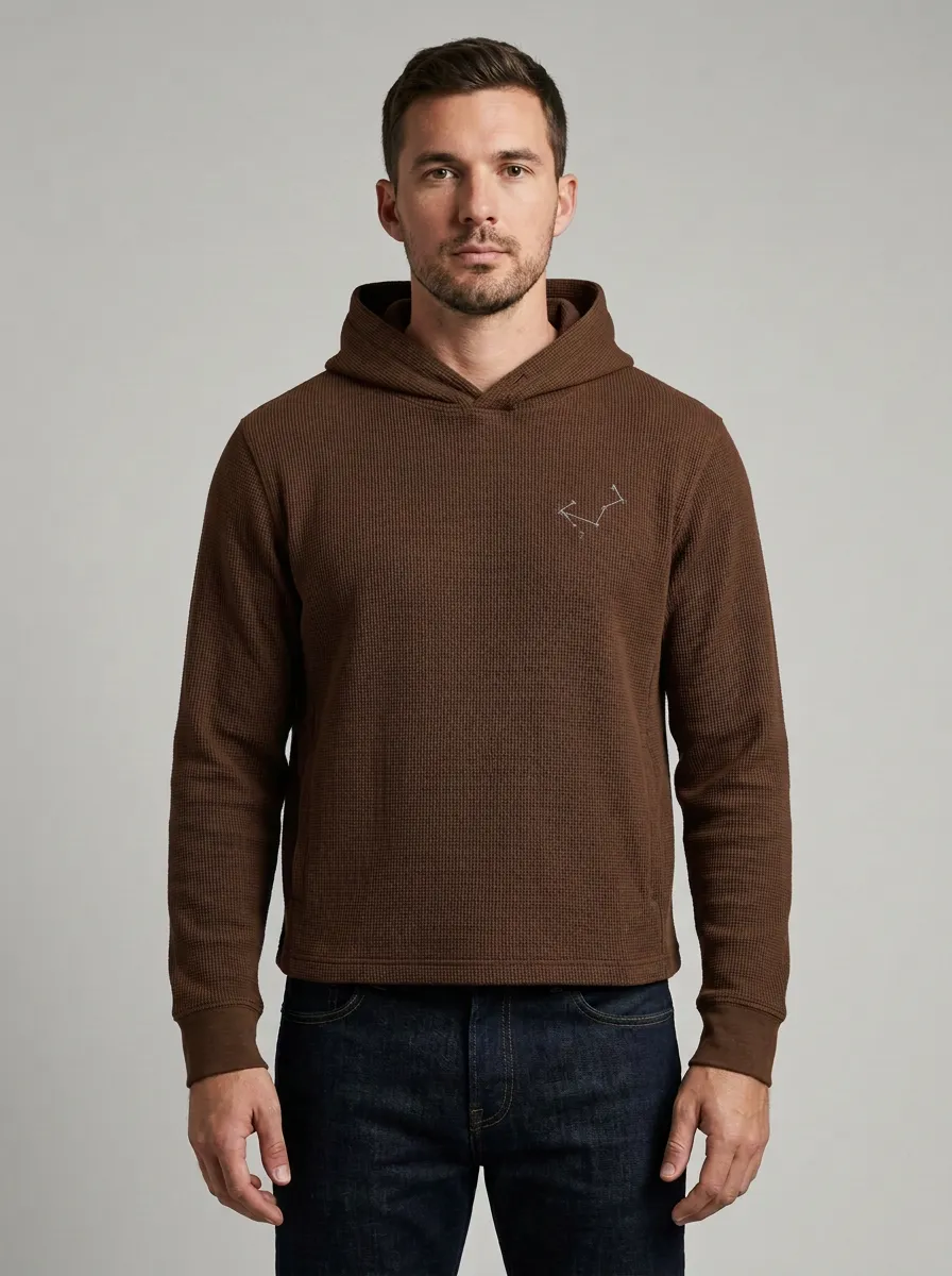 Men's Constellation Graphic Waffle Waffle-Knit Pullover Hoodie
