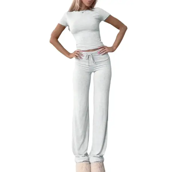 Everyday Round Neck Short Sleeve Top and Pants Set