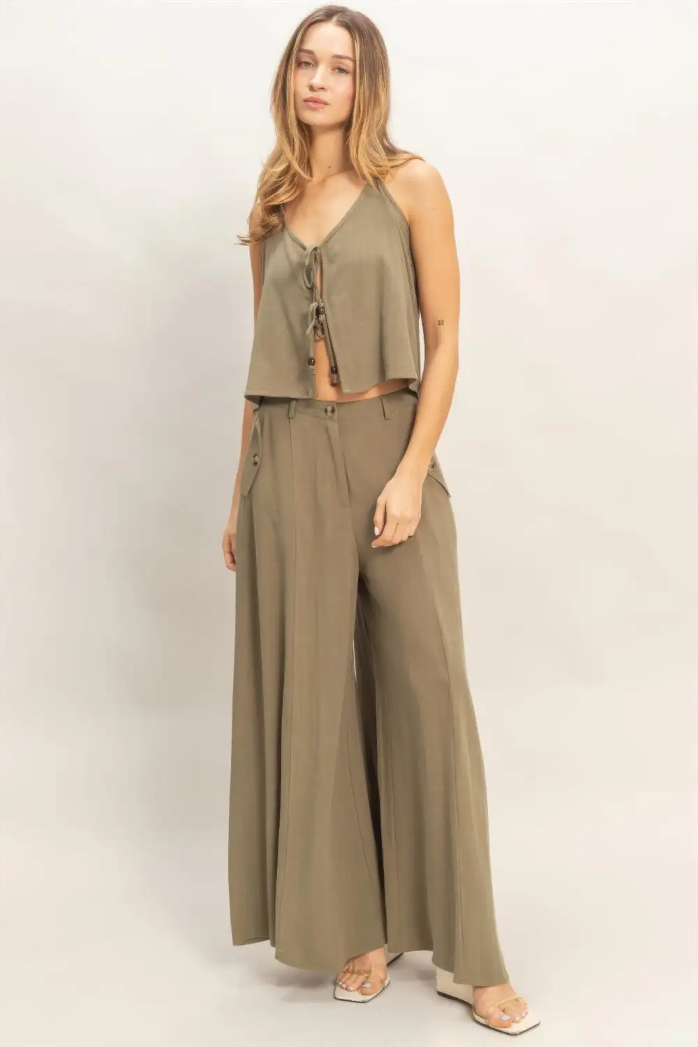 Wide Leg Flap Pocket Pants