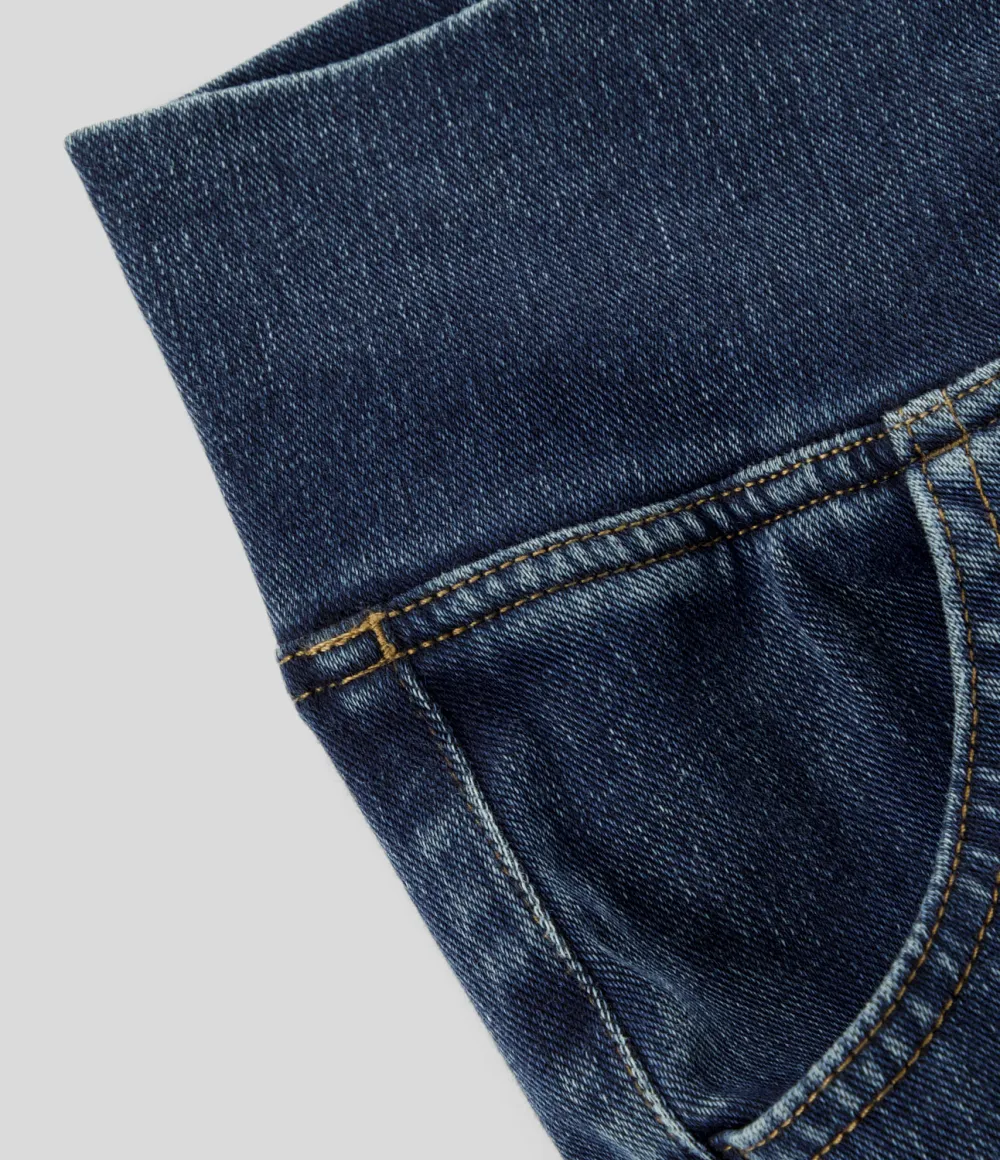 Magic High Waisted Crossover Pocket Washed Stretchy Knit Casual Super Flare Jeans
