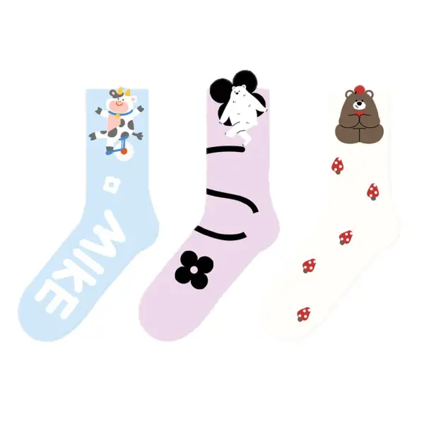 Bear Striped Crew Socks