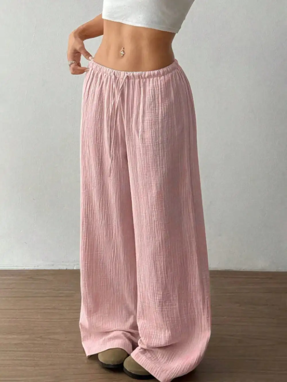 Polished Wide Leg Drawstring Pants