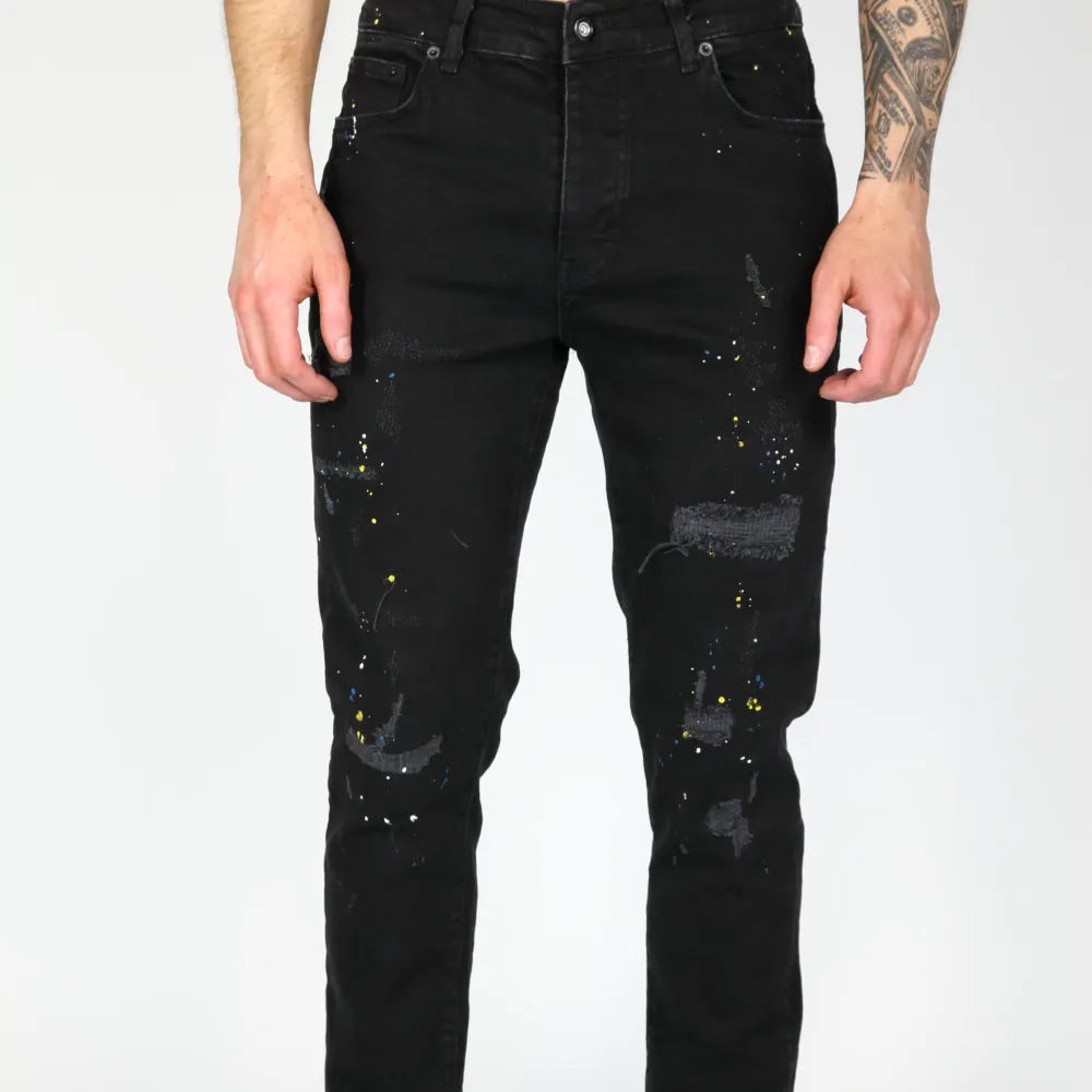 Paint Detail Smart Fit Distressed Ripped Jeans