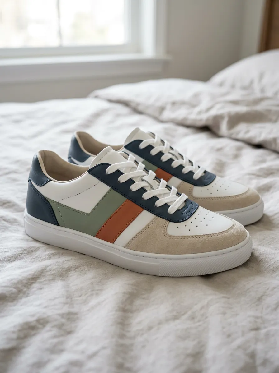 Women's Colorblock Suede Leather Printed Sneakers