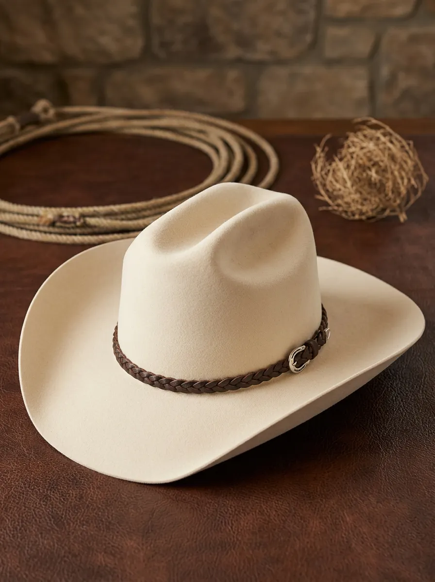 Unisex Leather Band Felt Western Cowboy Hat