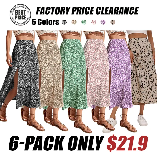 Women's Ditsy Floral Print Split Thigh A Line Skirt