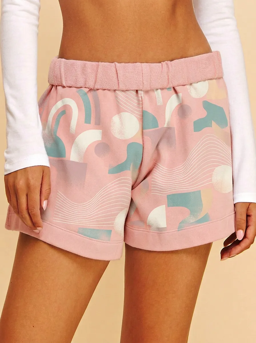 Women's Abstract Geometric Pastel Graphic Shorts