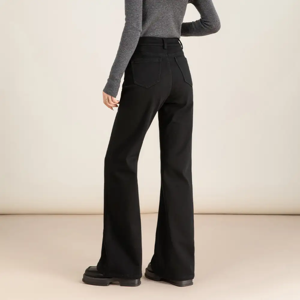 Classic Fleece Lined High Waist Flared Jeans