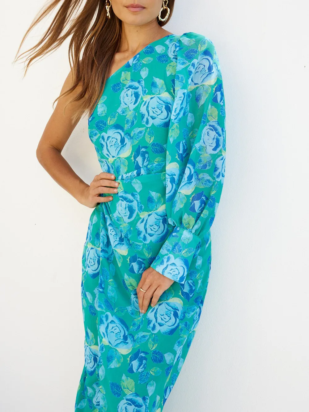 Casual Style Green Floral Dress