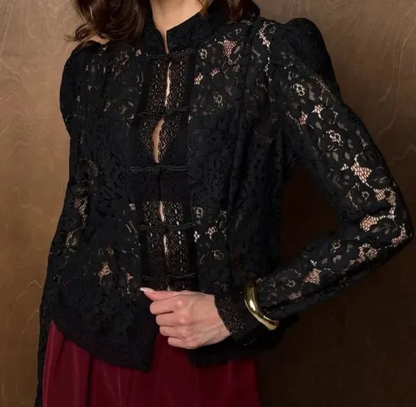 Long-Sleeve Lace Top