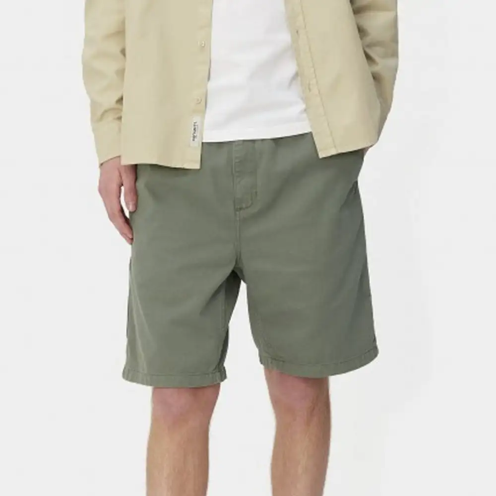 Elastic Waist Twill Pocket Casual Shorts