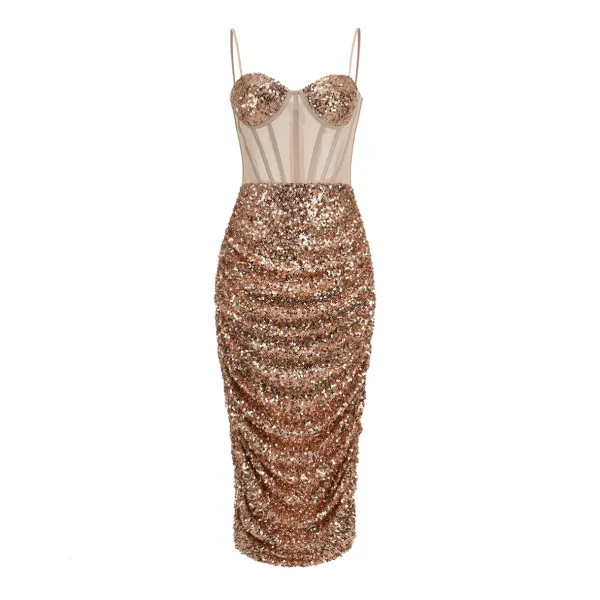 Sequined Corset Midi Dress