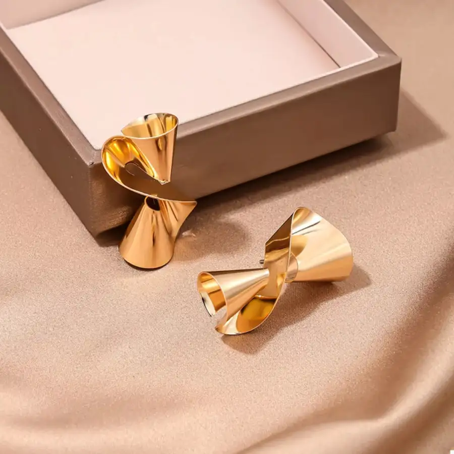 K Gold Plated Twist Earrings