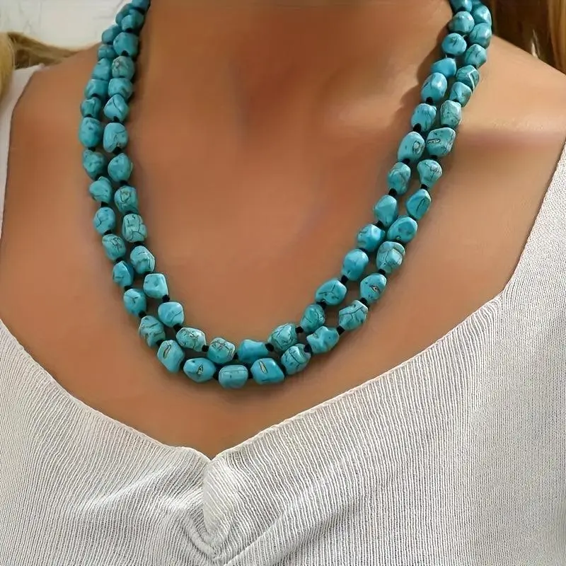 Double Layer Statement Necklace Bohemian Style Vintage